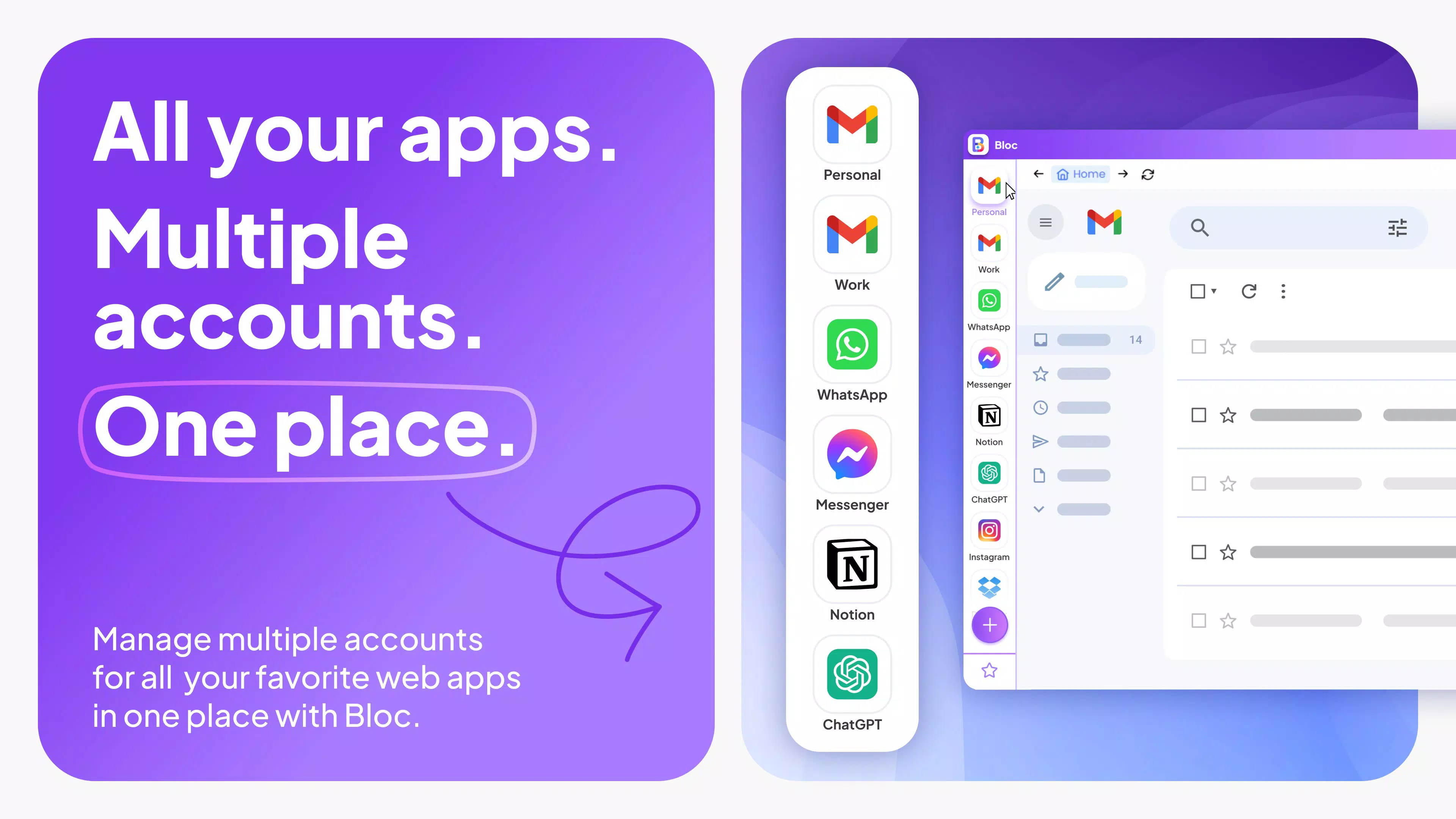 Bloc - Organize Email, Social & Web Apps