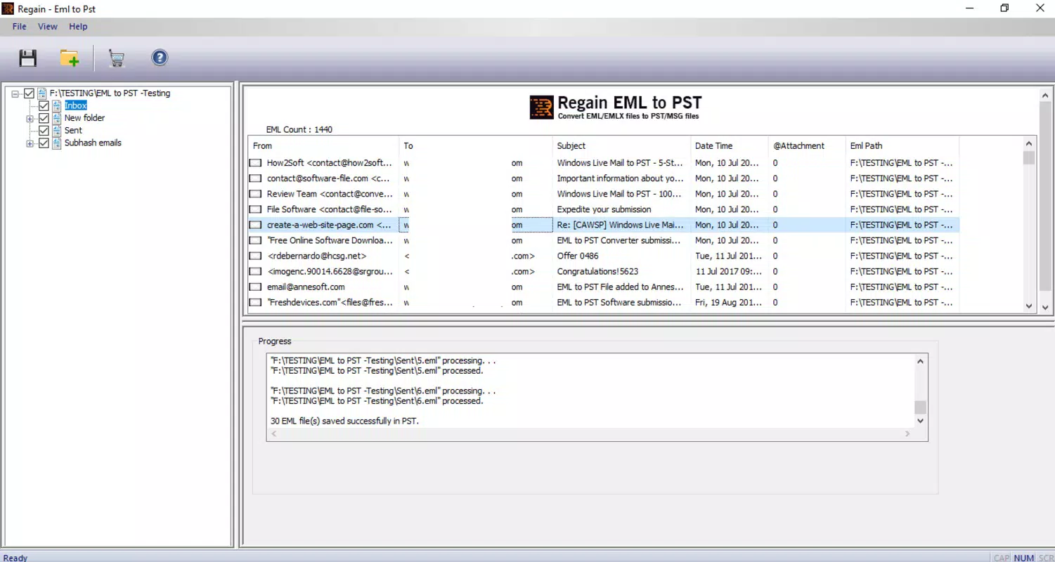Regain EML to PST Converter