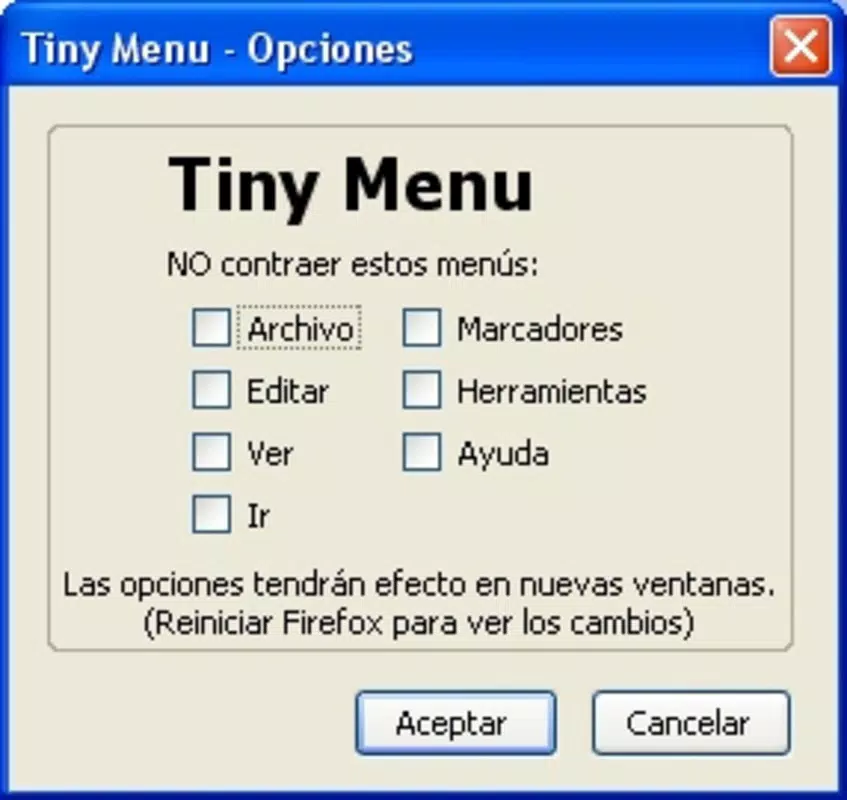 Tiny Menu