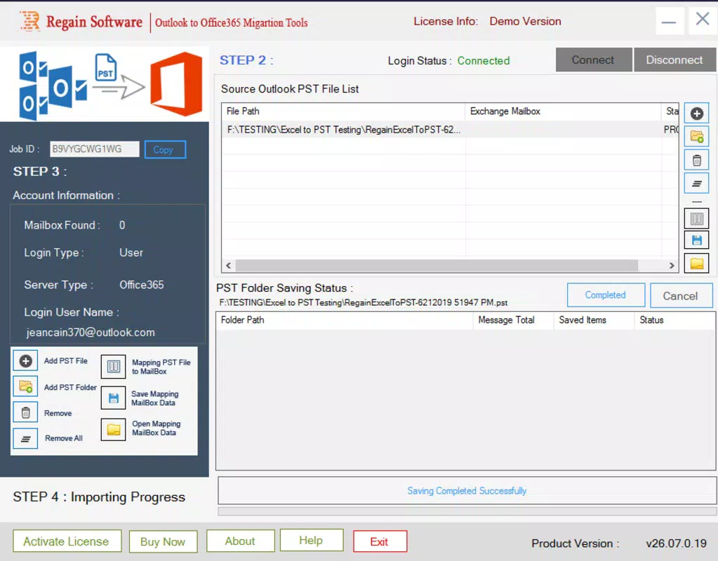 Regain PST to Office 365 Migration