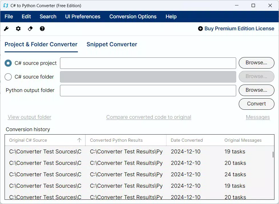 Main image for C# to Python Converter application