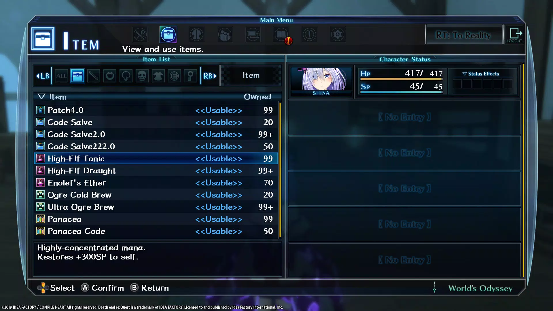 Death end re;Quest Healing Item Set