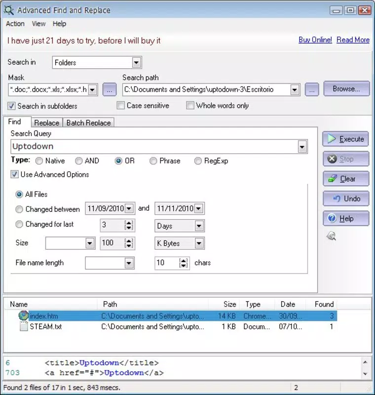 Advanced File and Replace