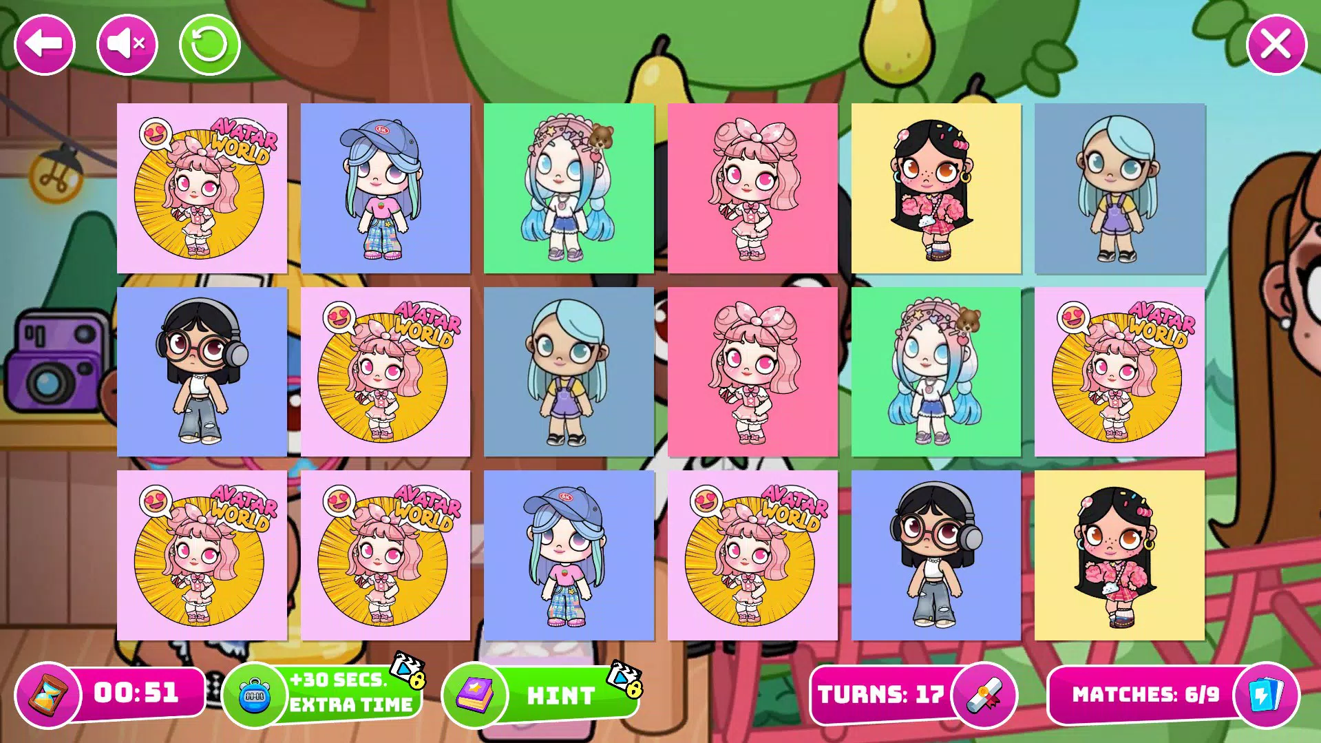 Avatar Girls Memory Card Match
