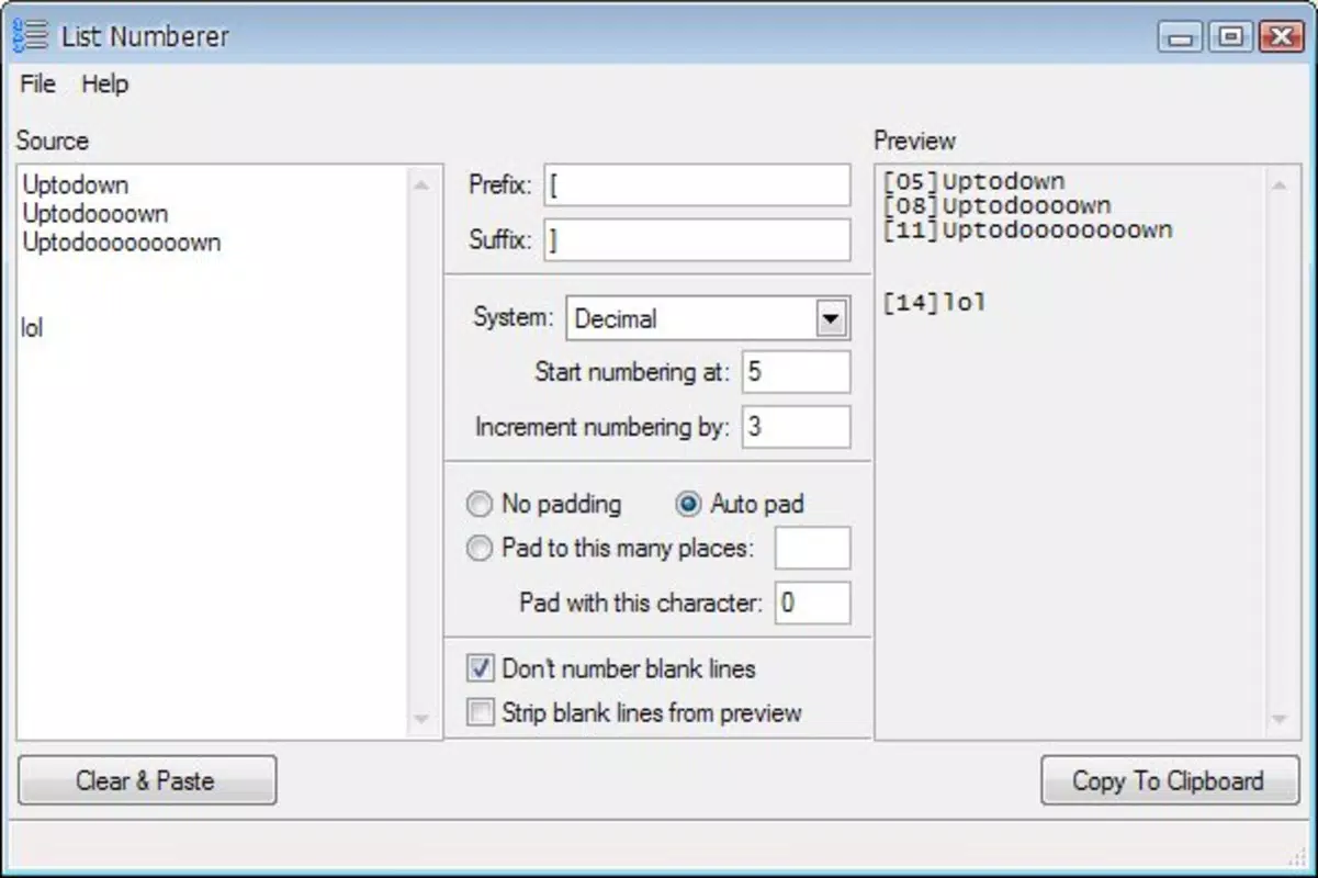 List Numberer