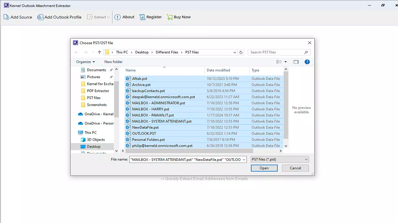 Kernel for Outlook Attachment Extractor