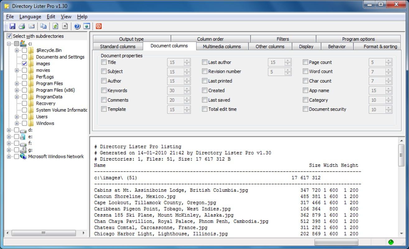 Directory Lister for PC Windows 2.48 Download