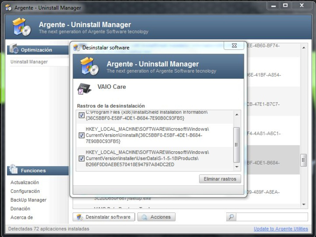 Argente Uninstall Manager