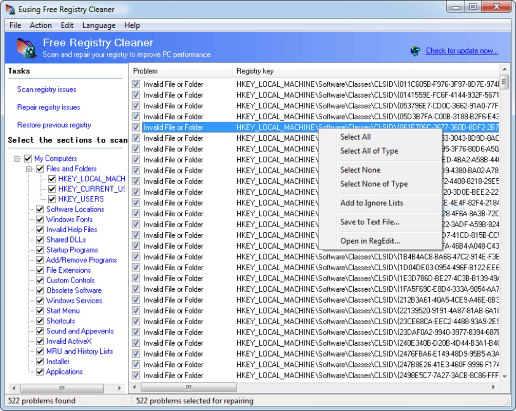 Eusing Free Registry Cleaner