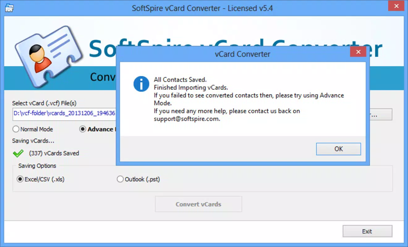 SoftSpire vCard Converter