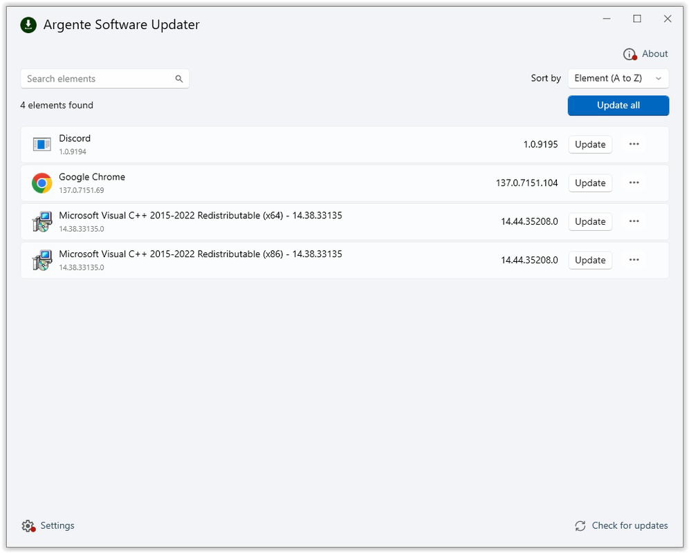 Argente Software Updater
