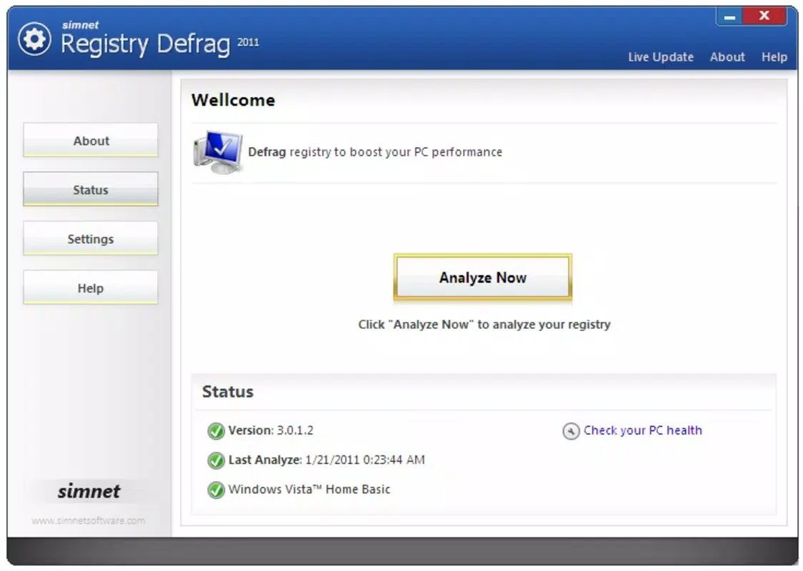 Simnet Registry Defrag