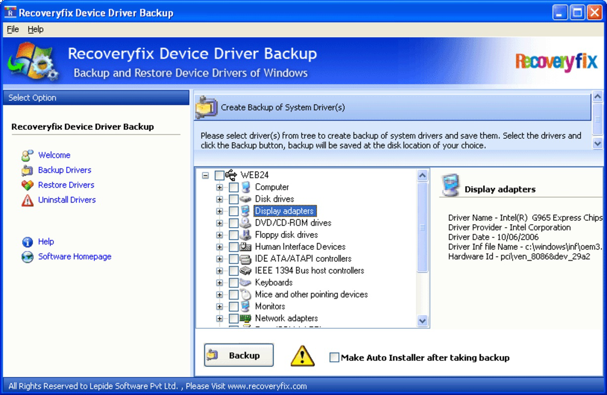 Device Driver Backup