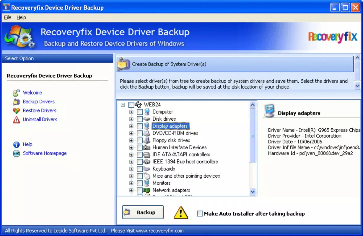 Device Driver Backup