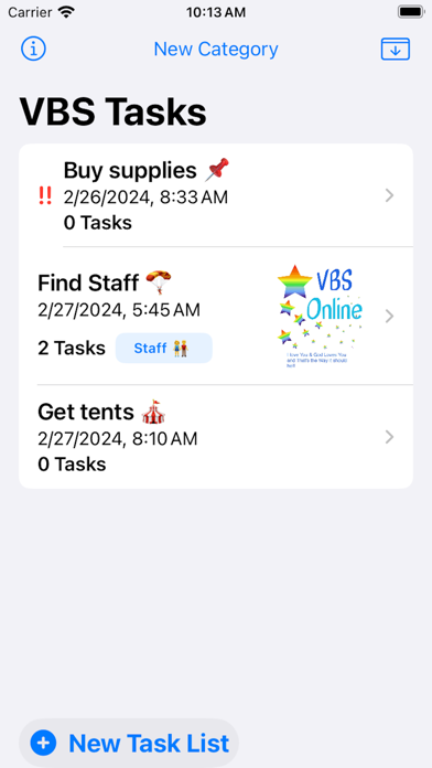 VBS Tasks poster