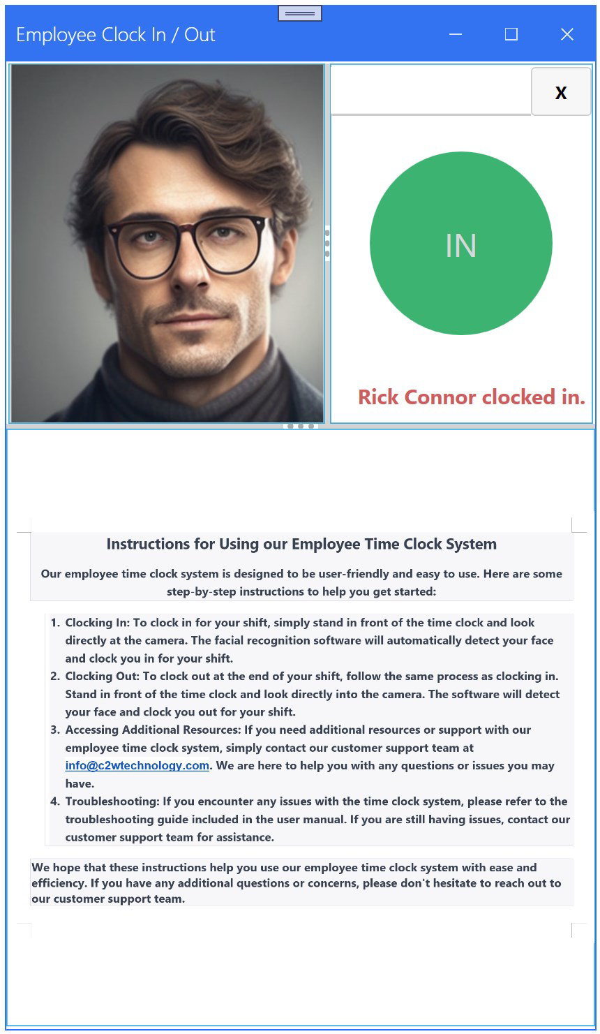 C2W Employee Time Clock System for PC Windows Download