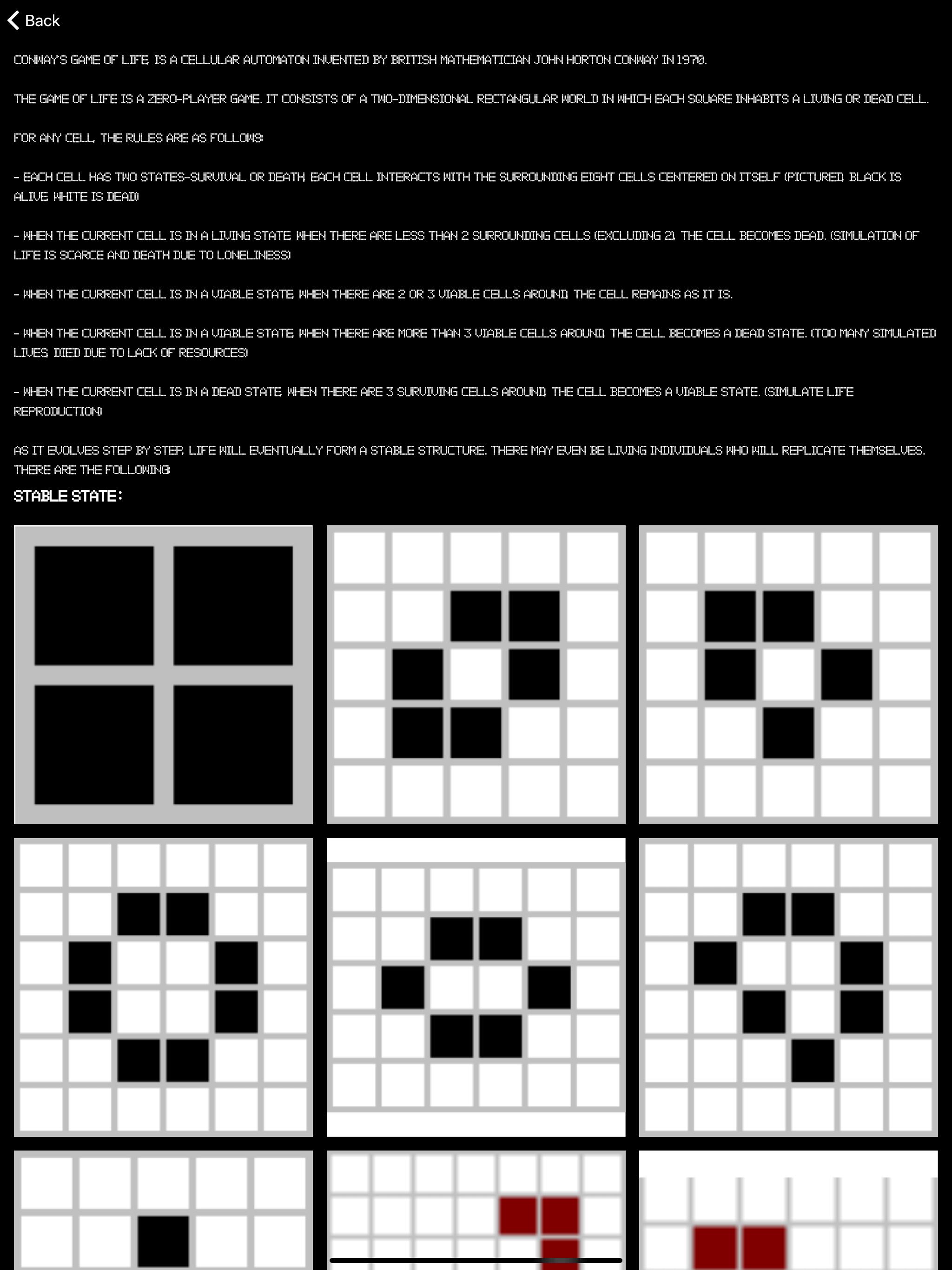 Conway game of life