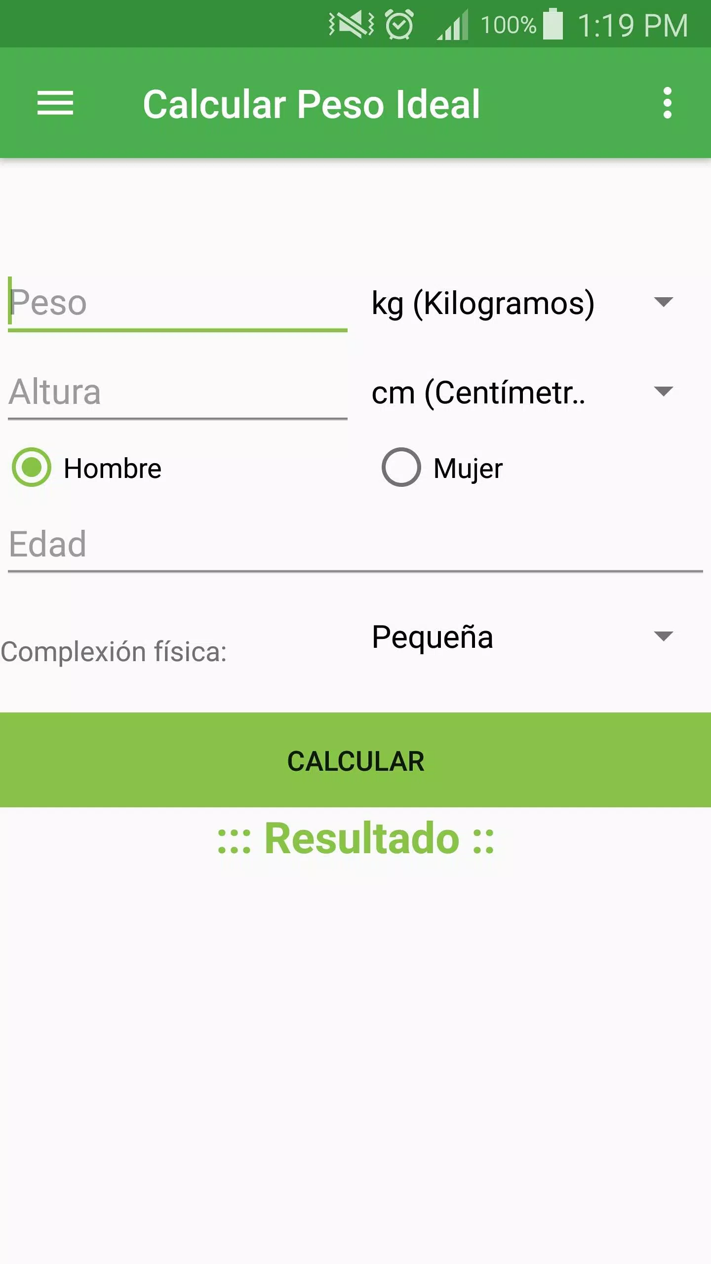 Descarga de APK de Calcular Peso Ideal para Android