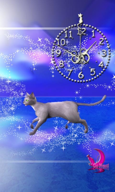 Android 用の ロシアンブルー猫ライブ壁紙走る飛び猫 アプリおしゃれ時計付き Apk をダウンロード