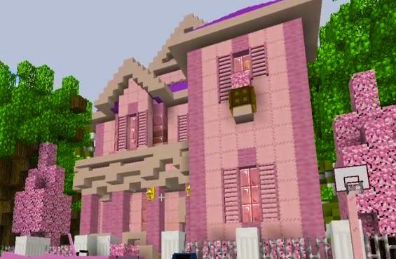casa no minecraft rosa