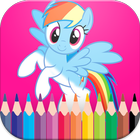 Coloring Book For Pony Unicorn horses icône