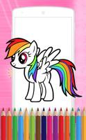 Coloring Book For Pony Unicorn horses Affiche