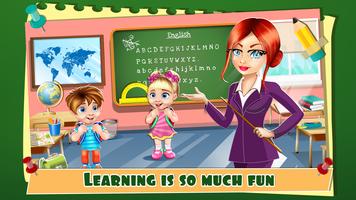 Mädchen Puppenhaus Schule Spiele Plakat