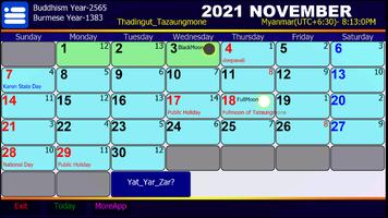Myanmar Calendar Cartaz