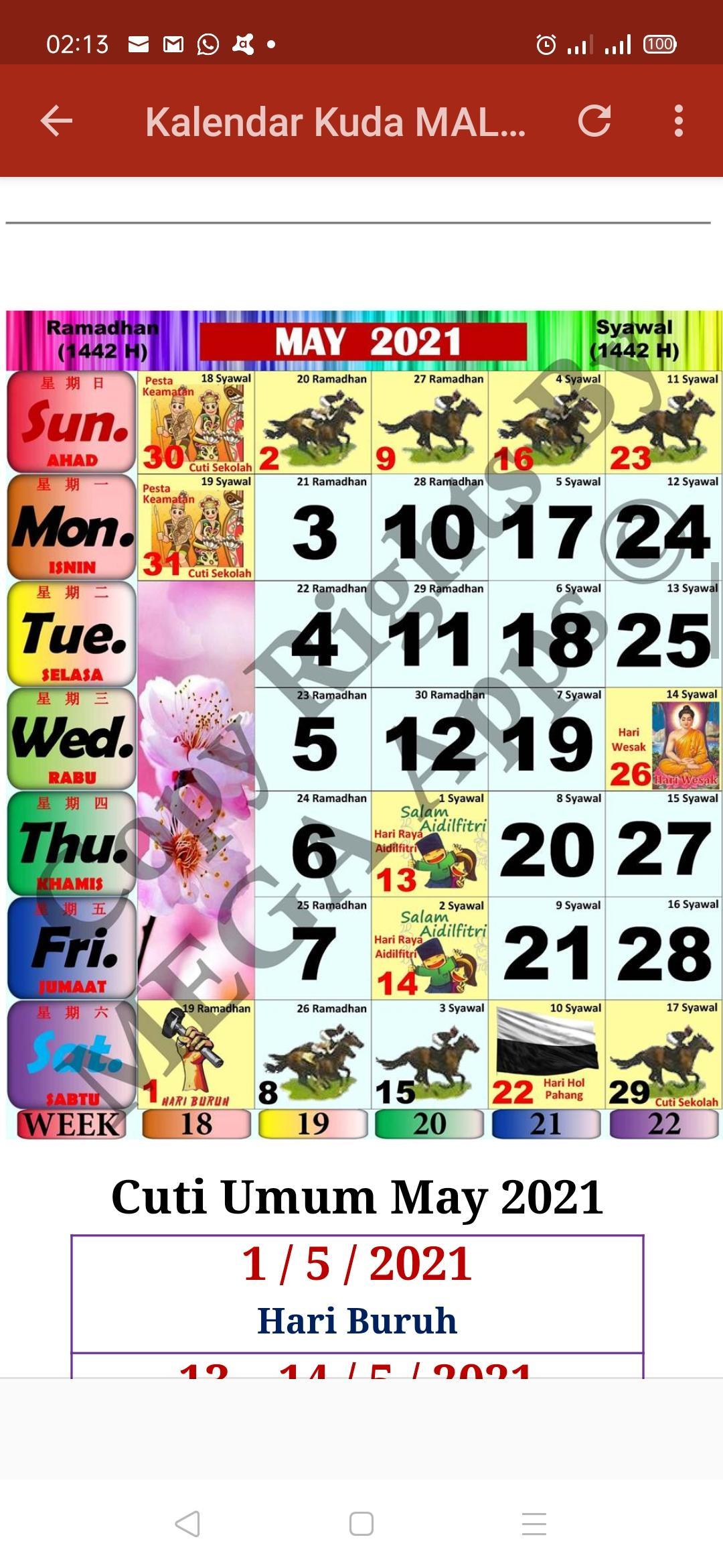 2021 Calendar Kuda Malaysia / Malaysia Calendar 2020 With ...