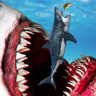 Megalodon shark fish eater icon