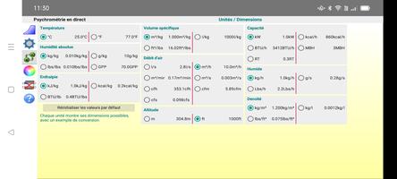 Psychrométrie en direct capture d'écran 2