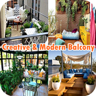 Moderne balkon creatieve ideeën-icoon