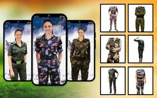 Women army commando photo suit ポスター