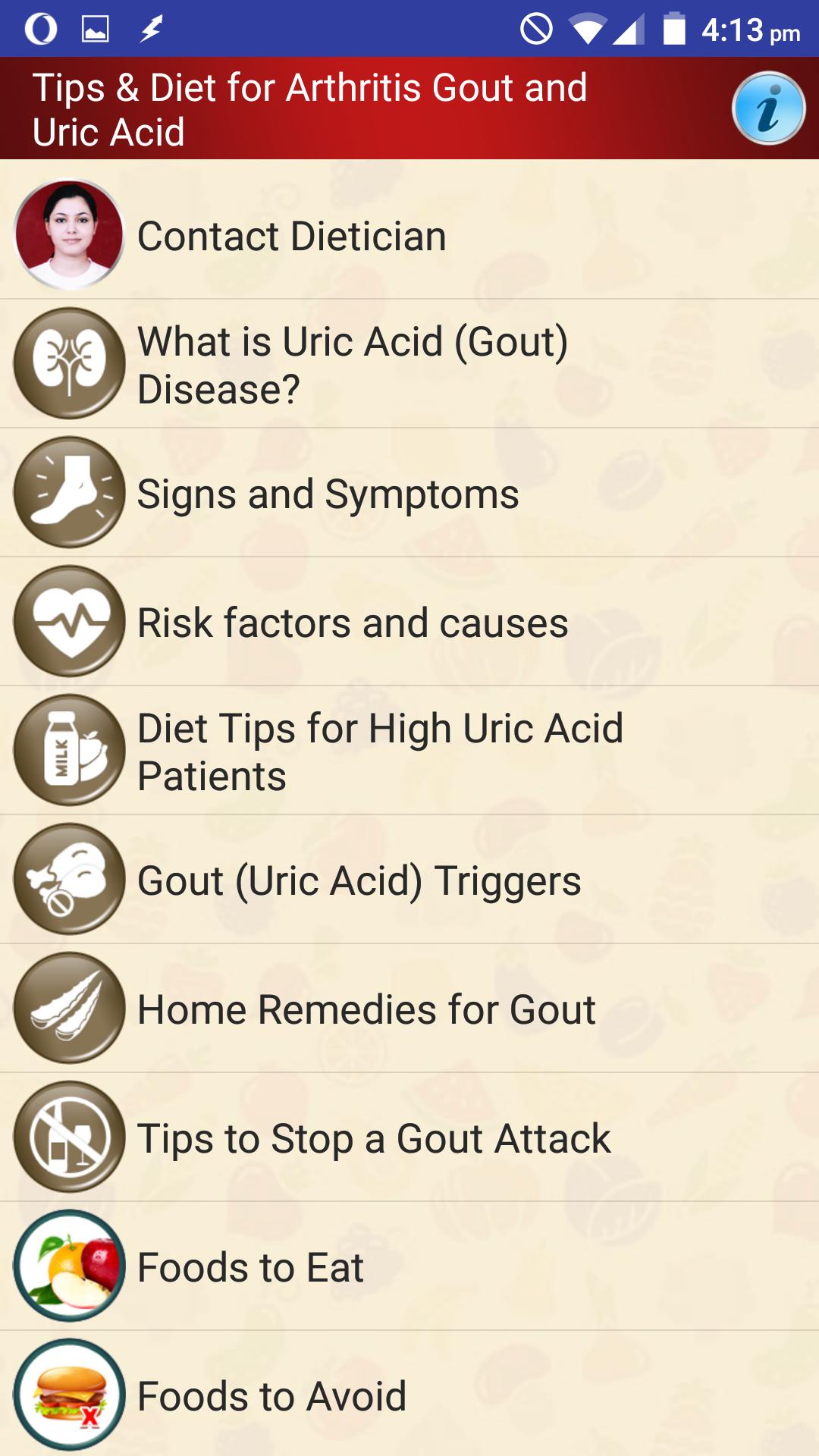 arthritis gout uric acid diet for android apk download