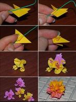 Tutoriel de fleur en papier origami Affiche