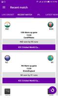 2 Schermata partita live di cricket TV e punteggio live
