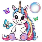 Unicorn Catch Butterfly Bubble icône