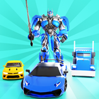 Blue Police Robot Transformer icône