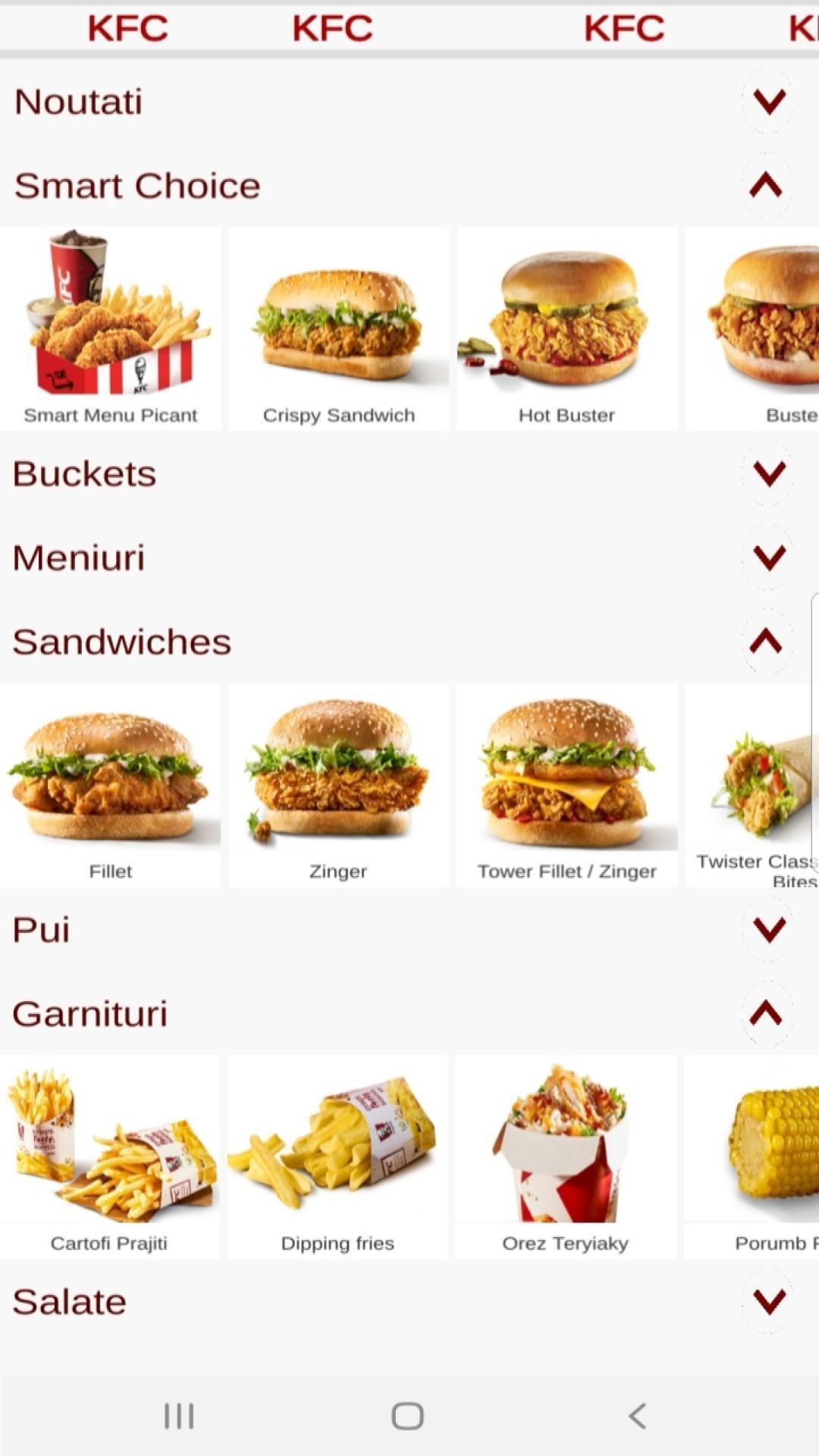 Kfc Menu Romania For Android Apk Download - kfc food menu roblox