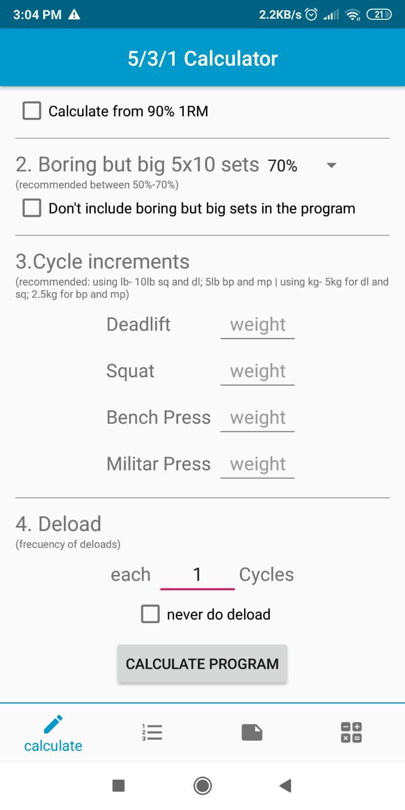 Calculadora 531 Jim Wendler Rapido Y Simple For Android