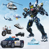 USA Police Car Truck Jet Robot icon