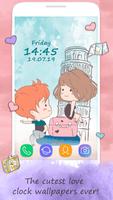 Cute Love Wallpaper: Digital Clock Wallpaper App poster