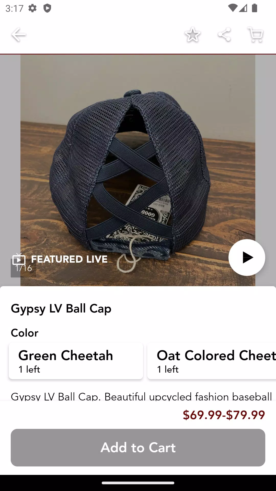 Gypsy LV Ball Cap - My Secret Garden