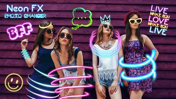 Mudança de Fotos de Efeito de Neon Cartaz