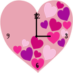 Pink Love Heart Clock Widget