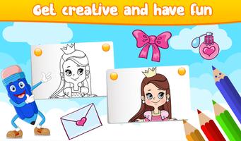Glitter Princess Coloring Pages - Girls Games Ekran Görüntüsü 1
