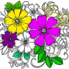 Blumen Mandala Malbuch mit Entspannende Musik