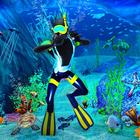 Jogo de mergulho no mar ícone