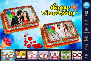 Anniversary Cake Dual Photo Fr poster