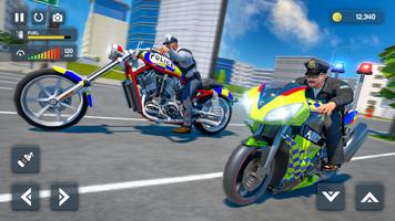 Wyścig motocyklowy policyjny plakat